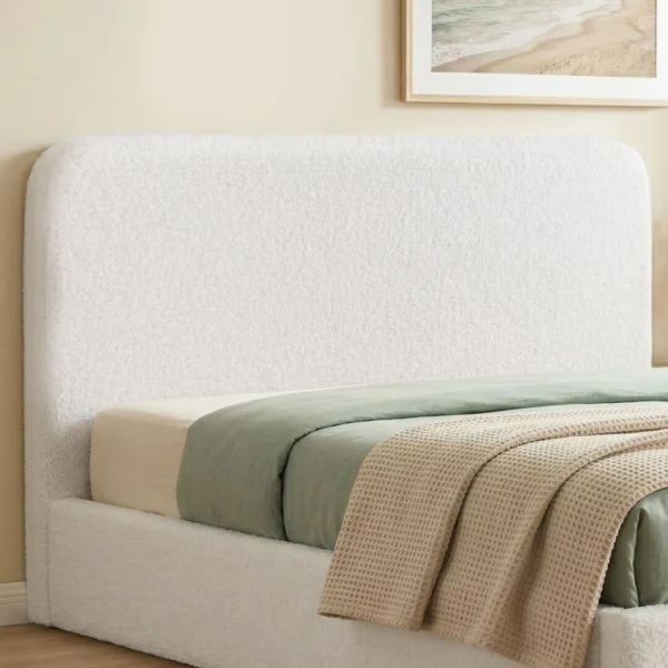 Artiss Double Headboard for Bed Frame Boucle Fabric No-Assembly Vacuum Compressed Soft Backrest with Removable Washable Cover 155 cm Wide