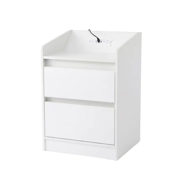 Artiss Bedside Table Nightstand with Charging Station 2 Drawers LED – White