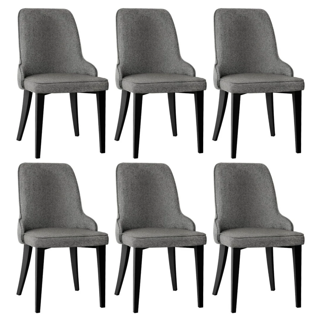 Artiss Linen Fabric Dining Chairs – Grey, Set of 6