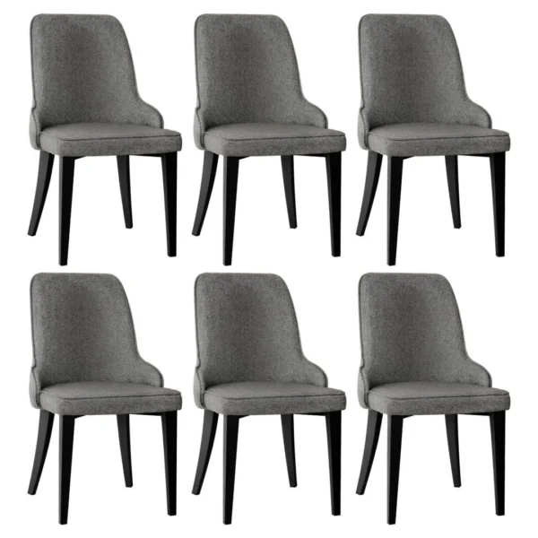 Artiss Linen Fabric Dining Chairs – Grey, Set of 6