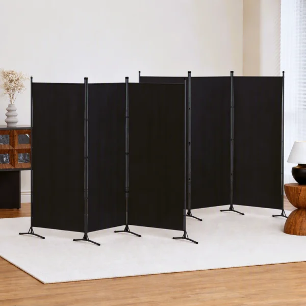Artiss 3 Panel Room Divider Set of 2 Folding Privacy Screen Fabric Room Separator Partition – Black
