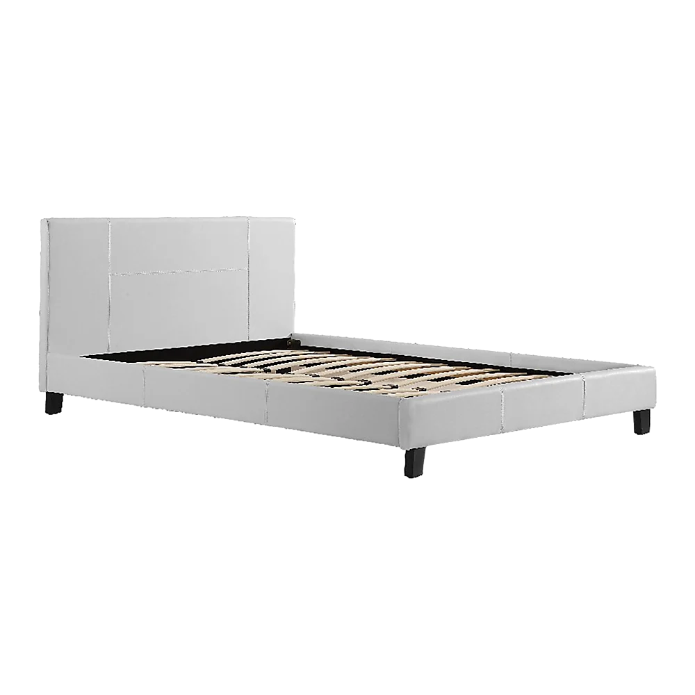 Double PU Leather Bed Frame – White