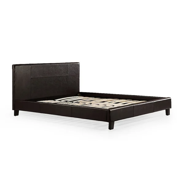 Double PU Leather Bed Frame – Brown