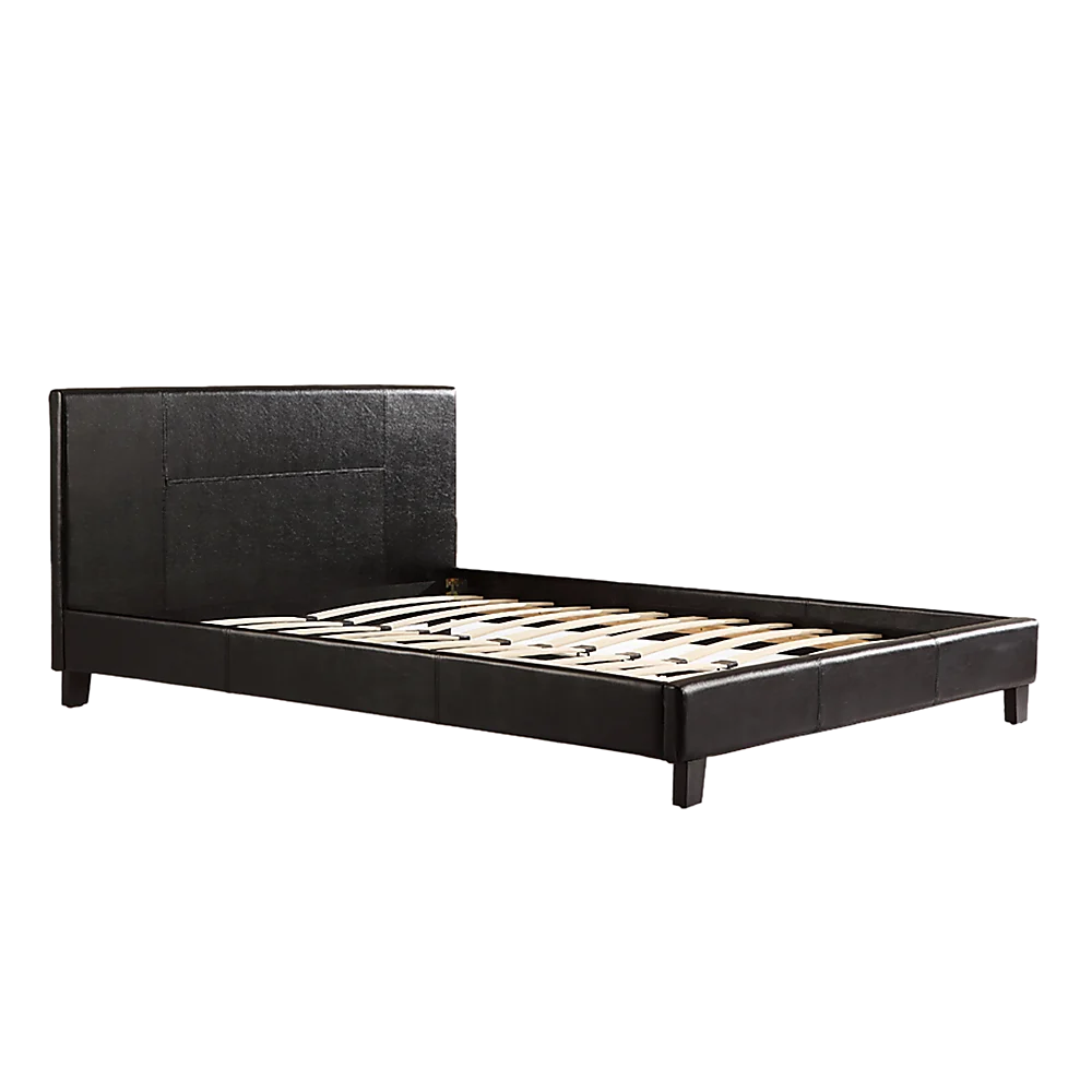 Double PU Leather Bed Frame – Black