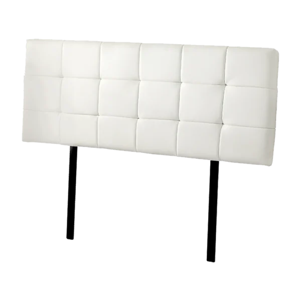 PU Leather Queen Bed Deluxe Headboard Bedhead – White