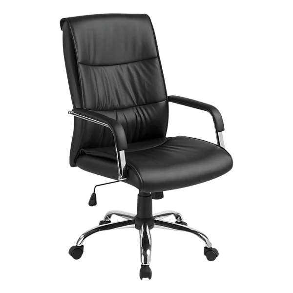 PU Leather Office Chair – Ergonomic Executive Swivel Desk Chair with Padded Seat in Black