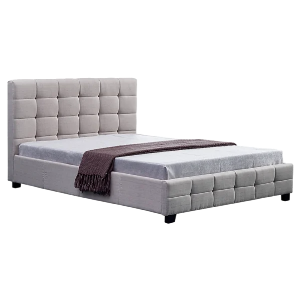 Linen Fabric Queen Deluxe Bed Frame – Beige