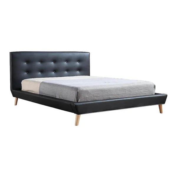 Queen PU Leather Deluxe Bed Frame – Black