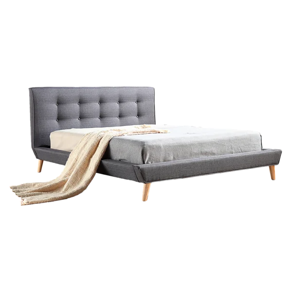 Double Linen Fabric Deluxe Bed Frame – Grey