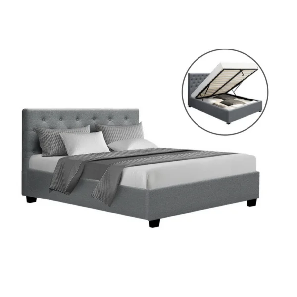 Artiss VILA Double Gas Lift Bed Frame – Grey
