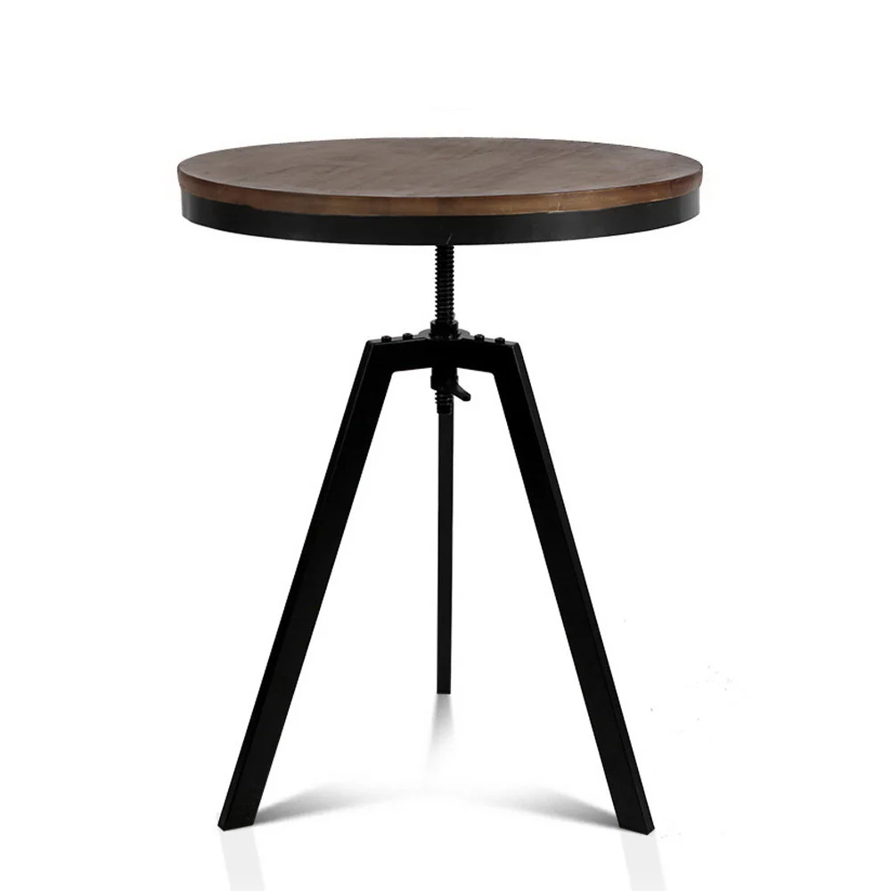 Artiss Bar Table 67-86 cm Height Round – Brown