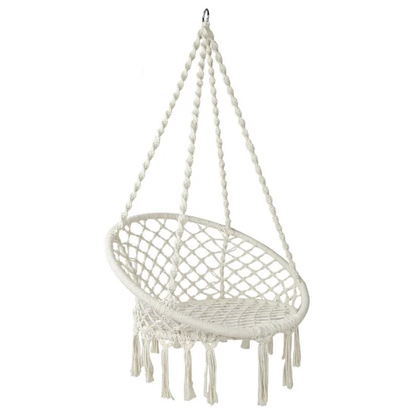 Gardeon Hammock Chair Outdoor Hanging Macrame Cotton Indoor – Cream