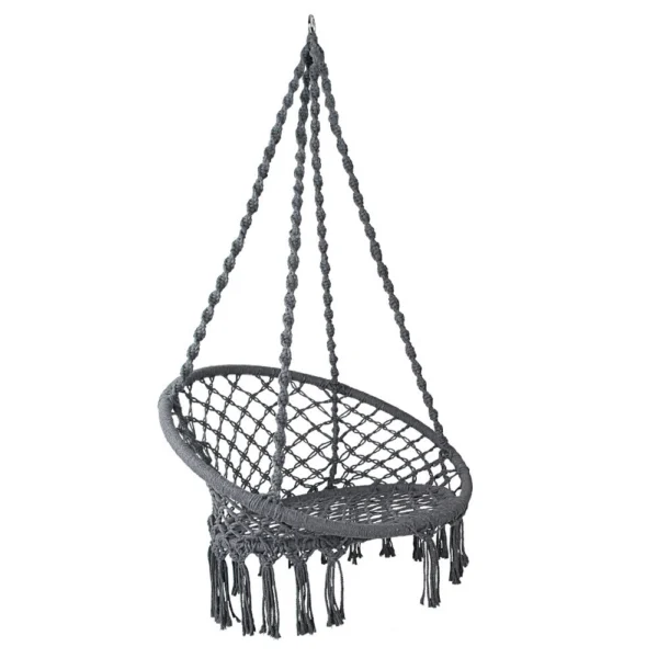 Gardeon Hammock Chair Outdoor Hanging Macrame Cotton Indoor – Grey