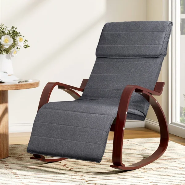 Artiss Rocking Armchair Footrest Nursing Charcoal Afton
