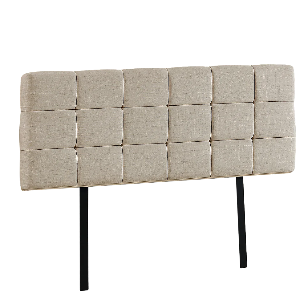 Linen Fabric King Bed Deluxe Headboard Bedhead – Beige