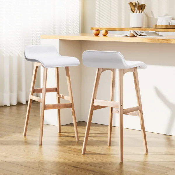 Artiss 2x Bar Stools Wooden Stool – White