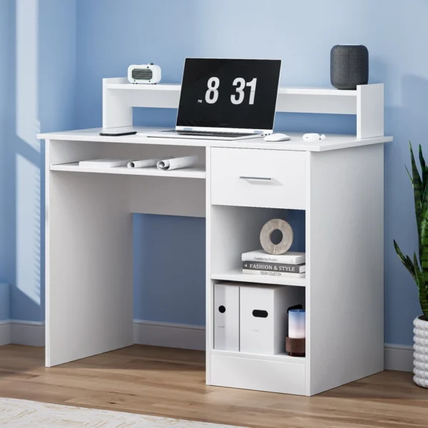 Artiss Computer Desk Shelf Drawer Cabinet White 100 cm