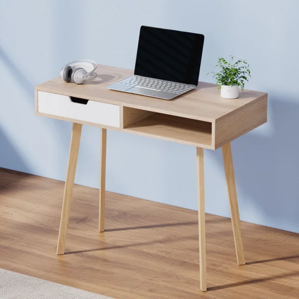 Artiss Computer Desk Drawer Cabinet Shelf Oak 90 cm