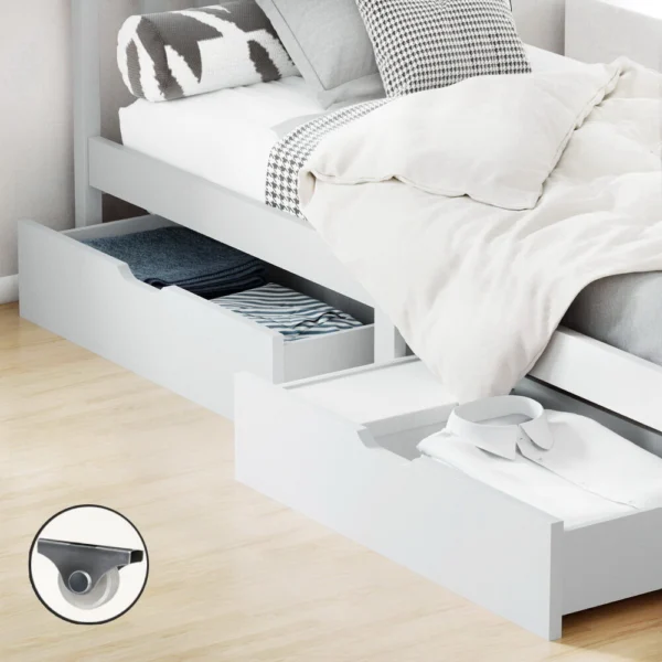 Artiss 2x Bed Frame Storage Drawers Trundle – White