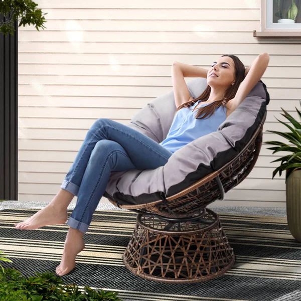 Gardeon Outdoor Chairs Outdoor Furniture Papasan Chair Wicker Patio Garden – Brown