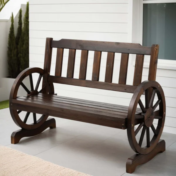 Gardeon Outdoor Garden Bench Wooden 2 Seater Wagon Chair Patio Furniture – Brown