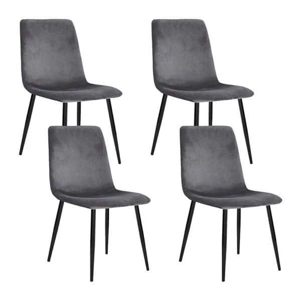 Artiss Dining Chairs Set of 4 Velvet Horizontal Slope – Grey
