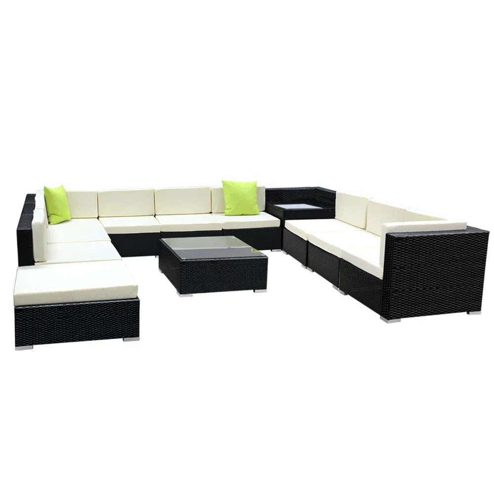 Gardeon 12-Piece Sofa Set with Storage Cover Outdoor Furniture Wicker