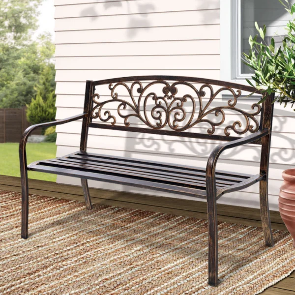 Gardeon Outdoor Garden Bench Seat Steel Outdoor Furniture 3 Seater Park – Bronze