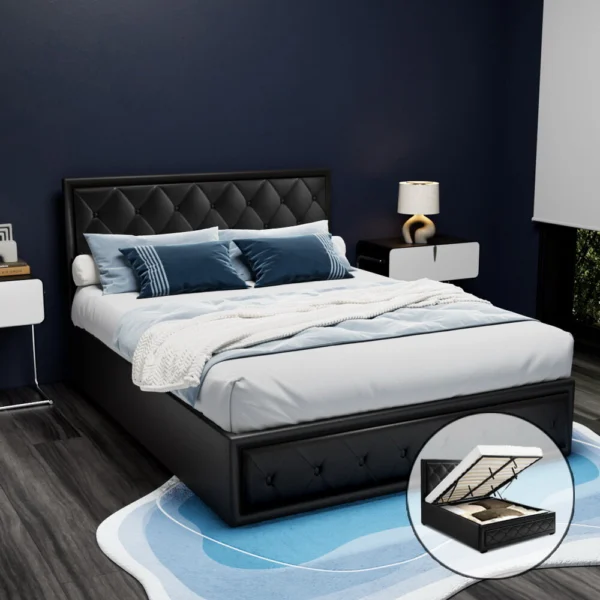 Artiss TIYO Queen Gas Lift Bed Frame – Black