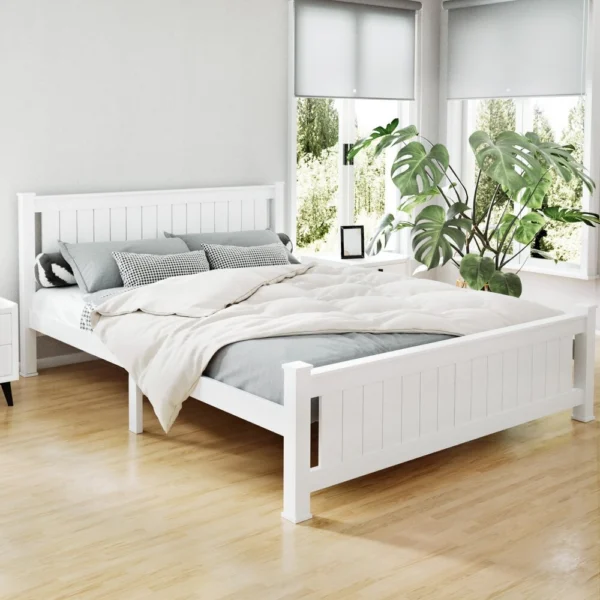 Artiss RIO Queen Wooden Bed Frame – White