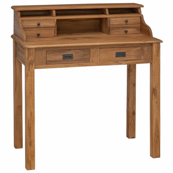 vidaXL Writing Desk Natural 89.5 x 49.5 x 100 cm Solid Teak Wood