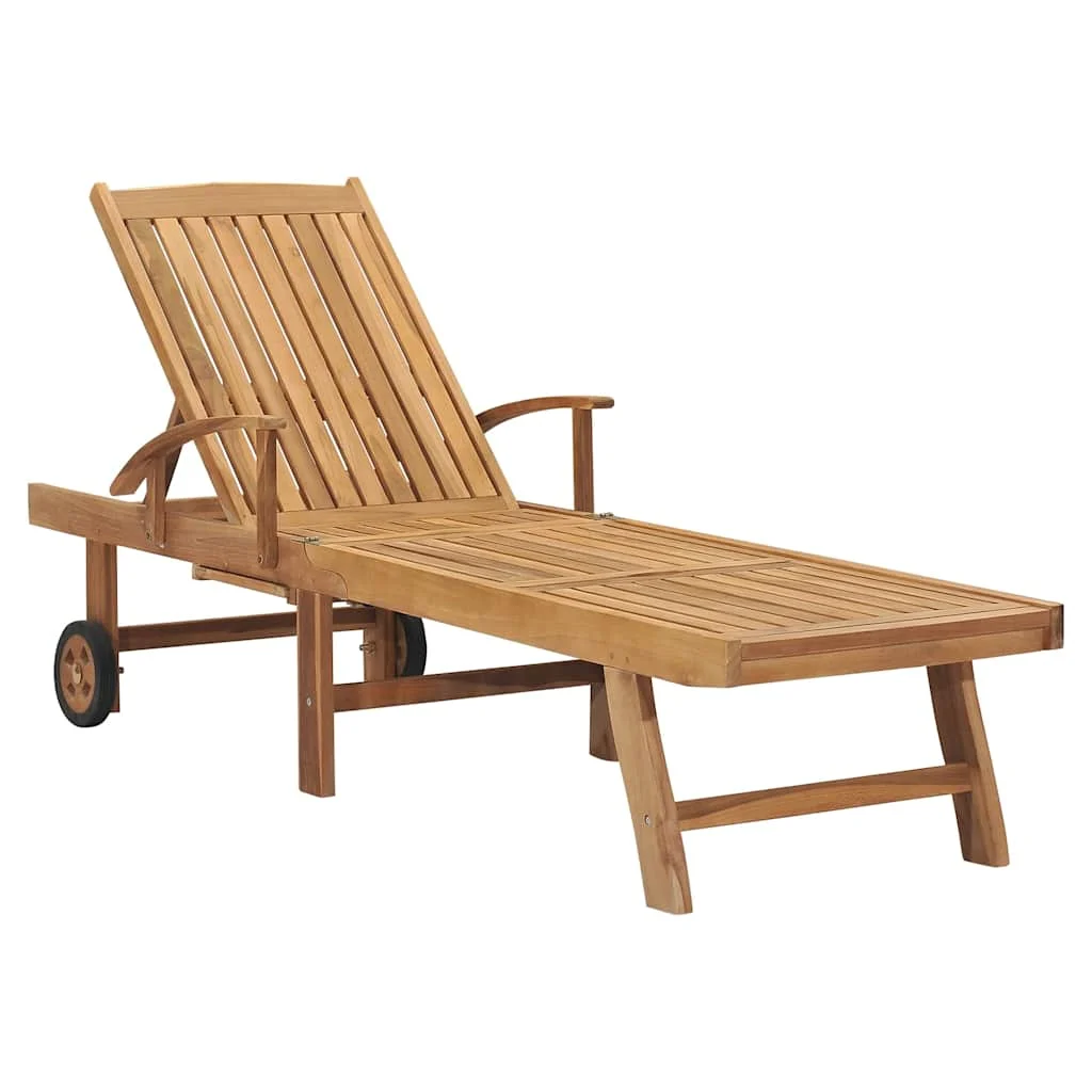 vidaXL Sun Lounger Solid Teak Wood – 195 x 59.5 cm