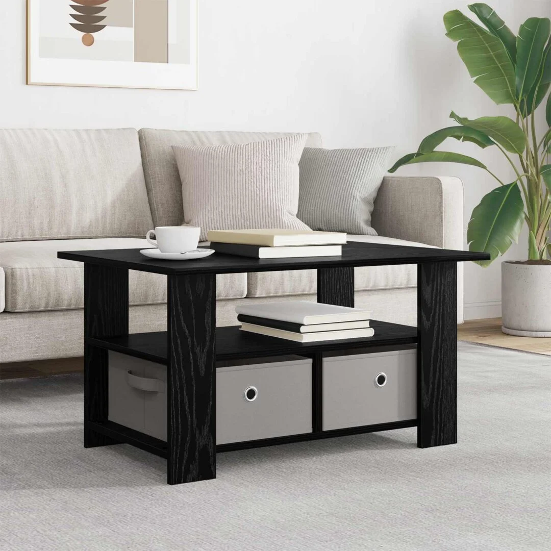 vidaXL Coffee Table Black Oak 77 x 55 x 42 cm Engineered Wood