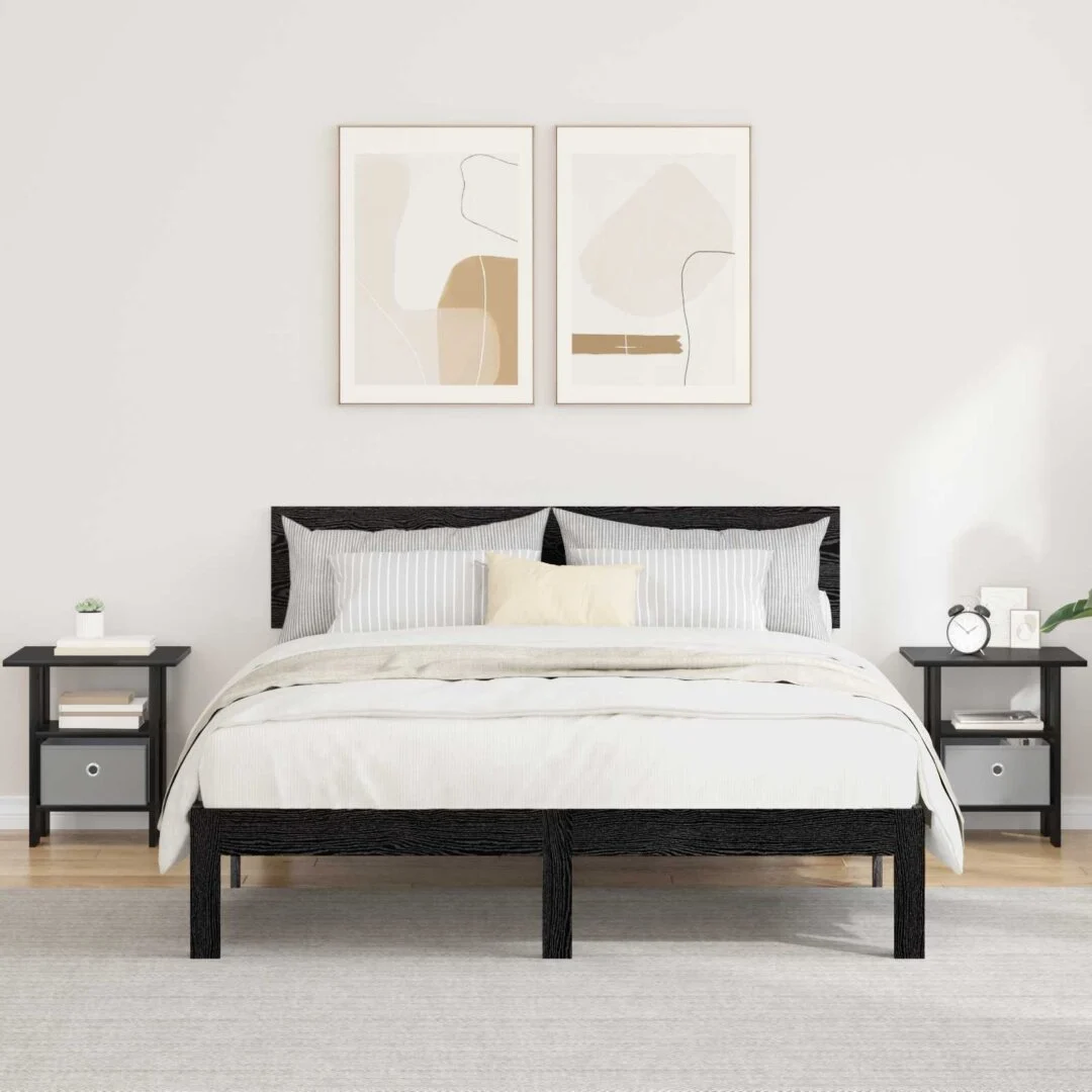vidaXL Bedside Table 2 pcs Black Oak 41 x 40 x 45 cm Engineered Wood