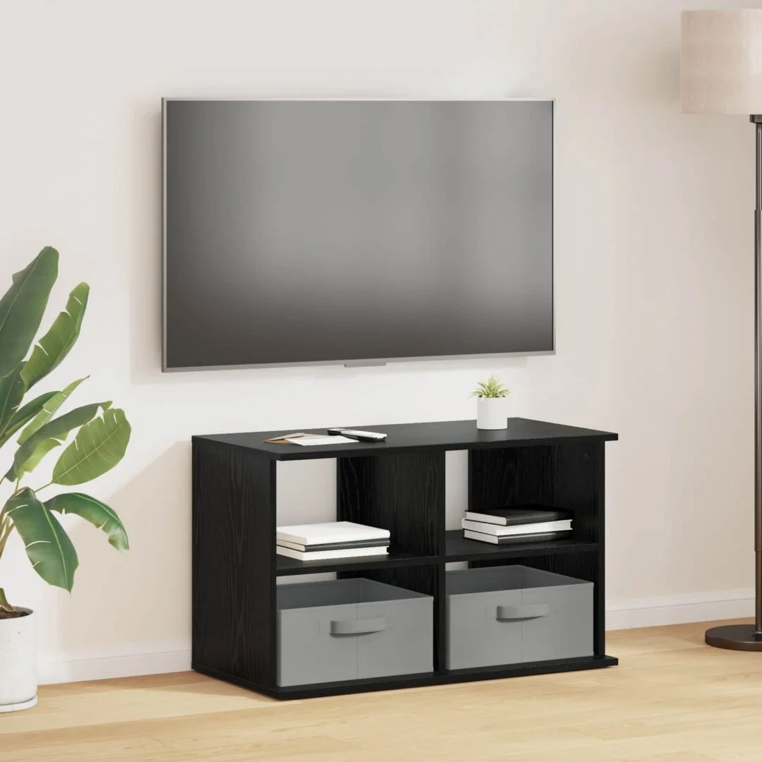 vidaXL TV stand with Drawer Black Oak 79 x 40 x 48 cm