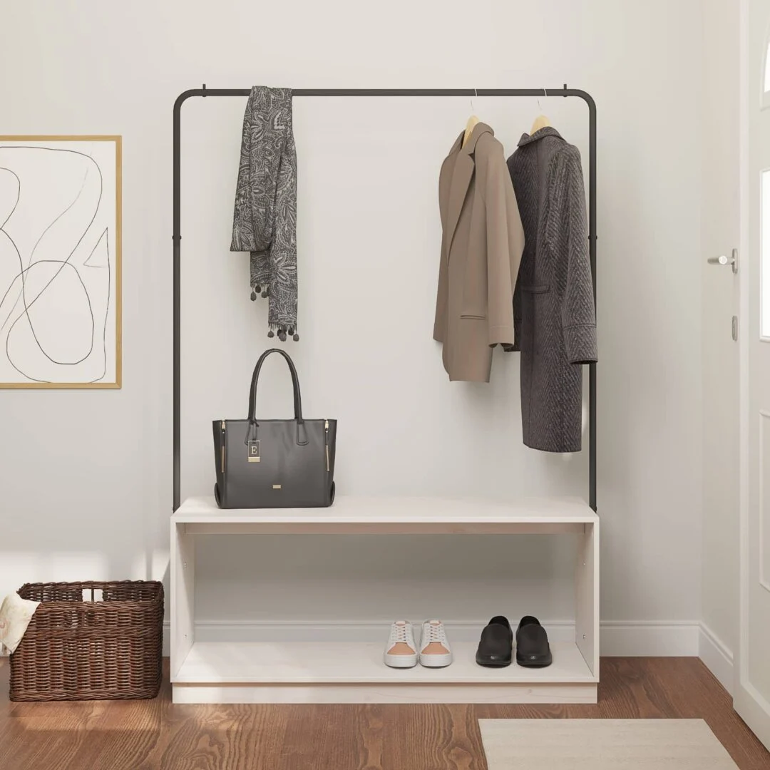 vidaXL Clothes Rack with Storage White and Black 112 x 40 x 158.5 cm