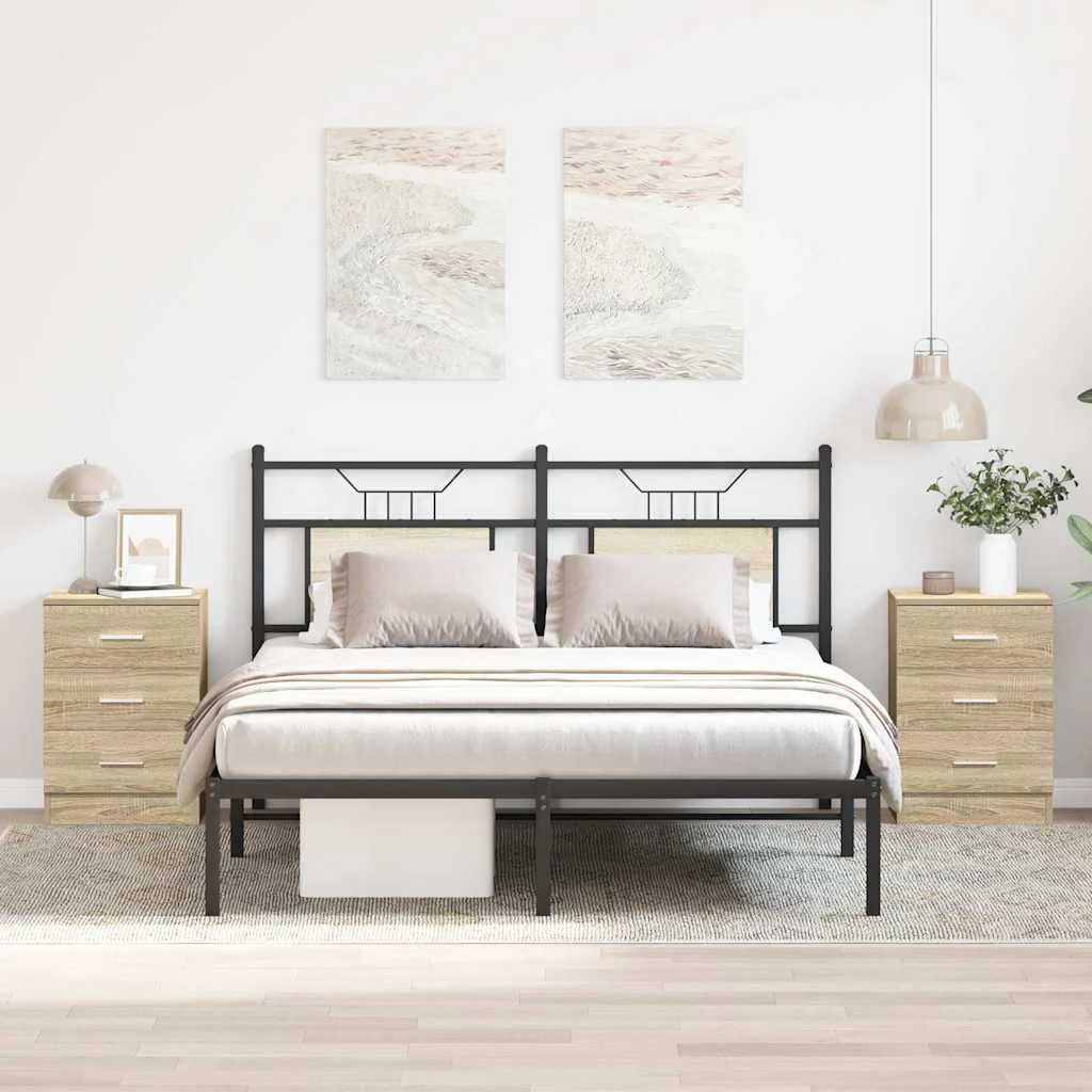 vidaXL Bedside Cabinets 2 pcs Sonoma Oak 38x35x56 cm Engineered Wood