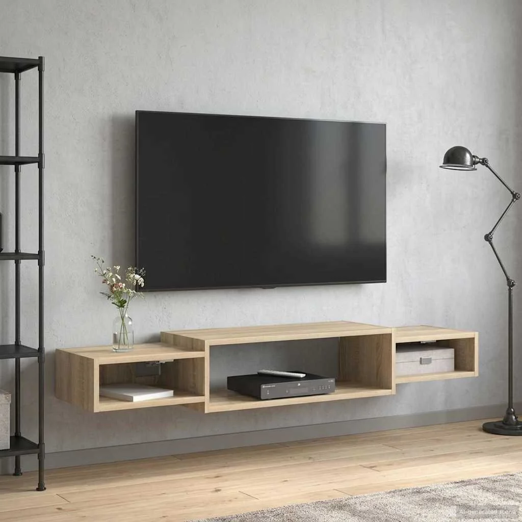 vidaXL Wall-mounted TV Cabinet Wall-Mounted Sonoma Oak – 140 x 28 x 21 cm