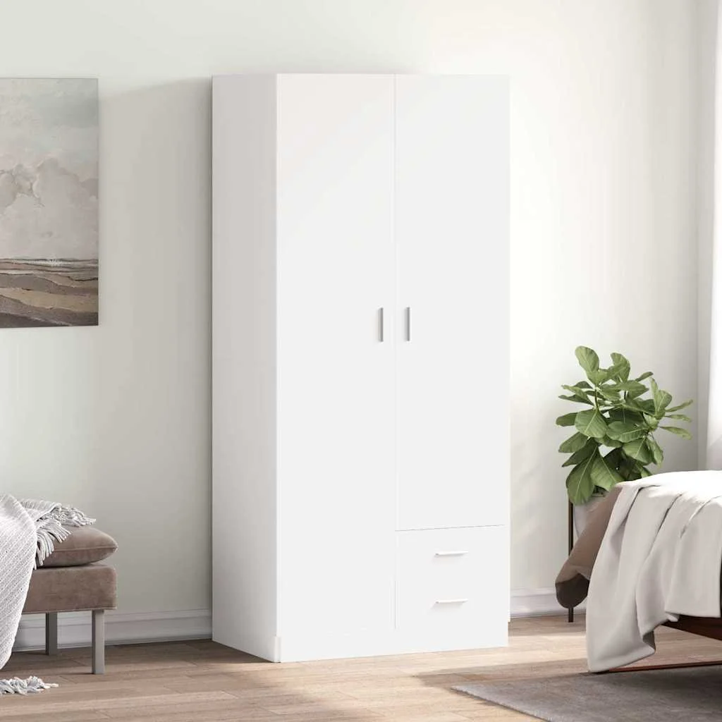 800639 vidaXL Wardrobe White 80x52x180 cm Engineered Wood