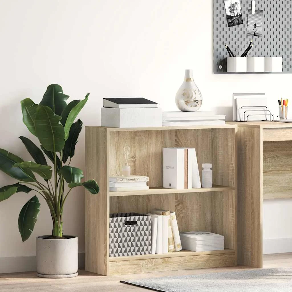 vidaXL Bookshelf Sonoma Oak 80x24x75 cm Engineered Wood