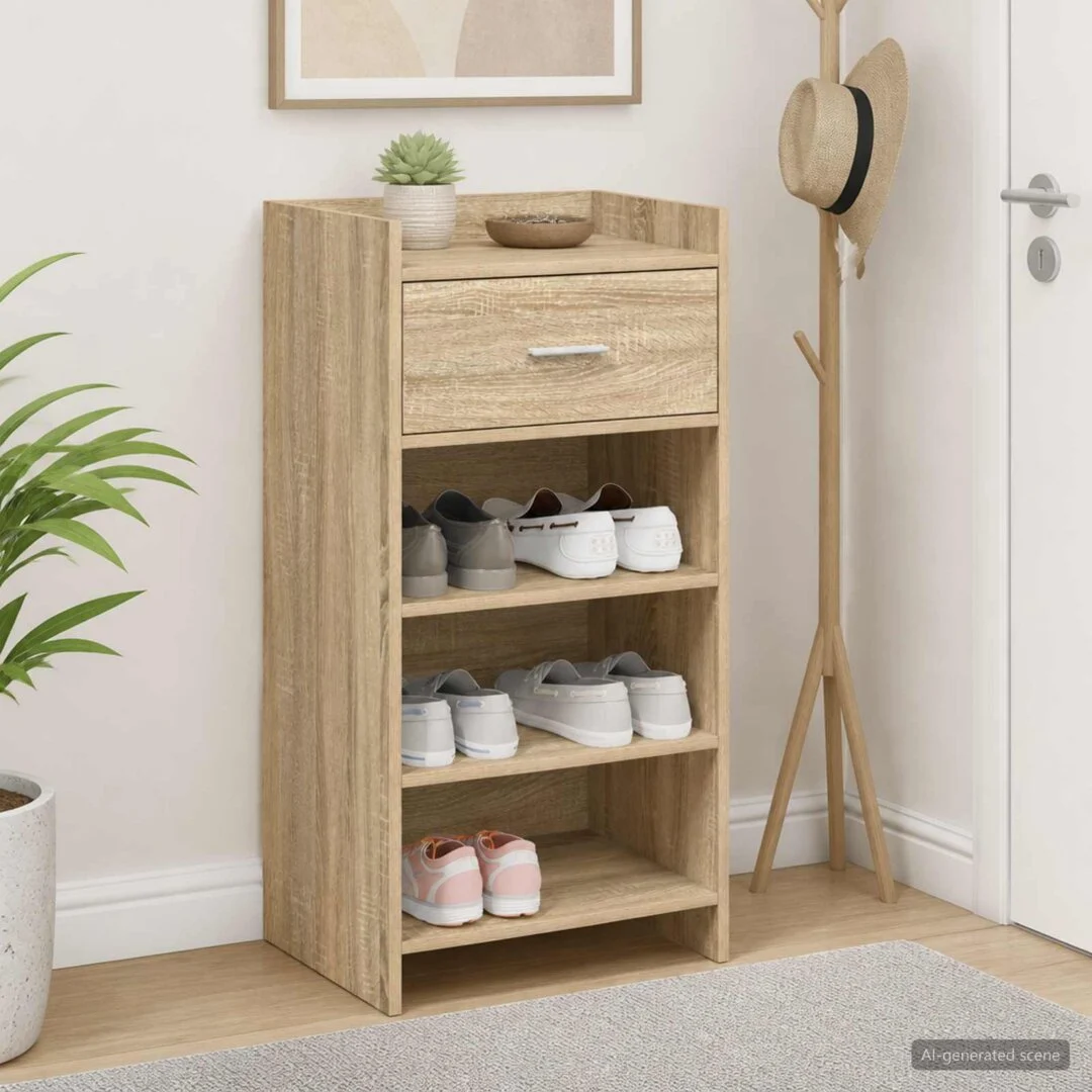vidaXL Shoe Cabinet Sonoma Oak 48 x 36 x 92 cm Engineered Wood