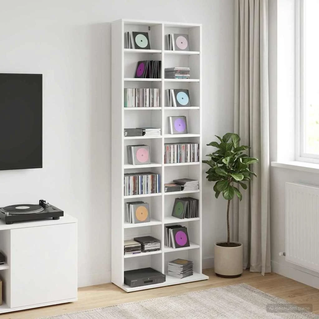vidaXL CD Cabinet White 65 x 23.5 x 175 cm Engineered Wood