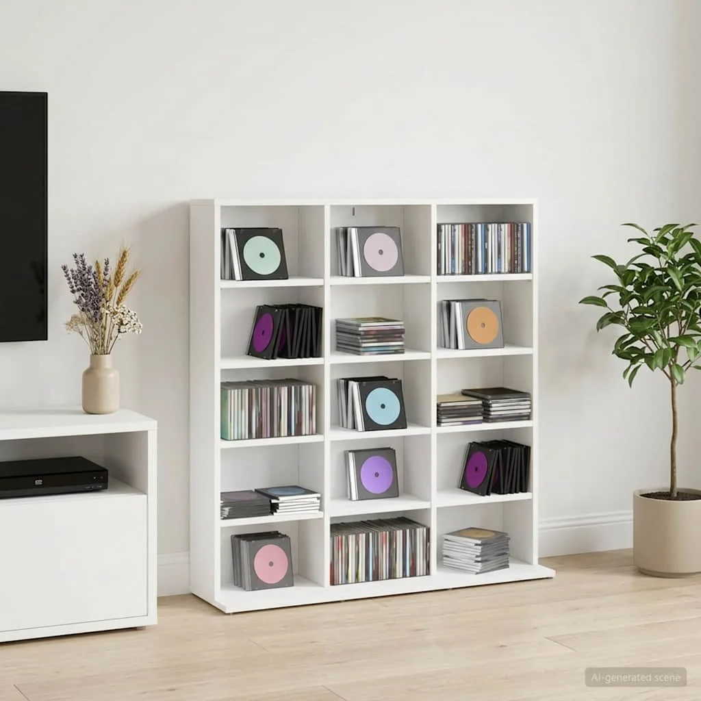 vidaXL CD Cabinet White 96 x 23.5 x 97.5 cm Engineered Wood