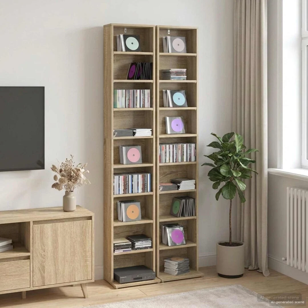 vidaXL CD Cabinet White 65 x 23.5 x 97.5 cm Engineered Wood