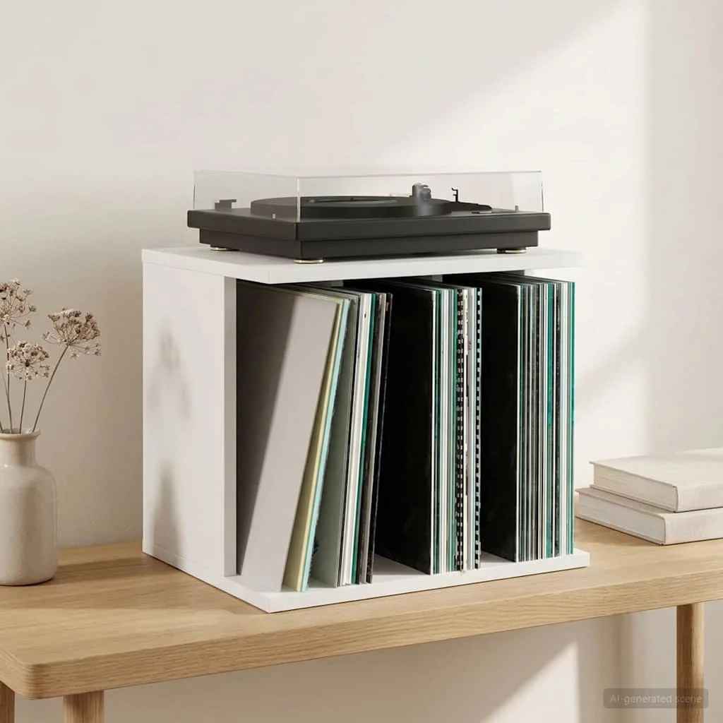 vidaXL Vinyl Record Storage White 42 x 33 x 36 cm Engineered Wood