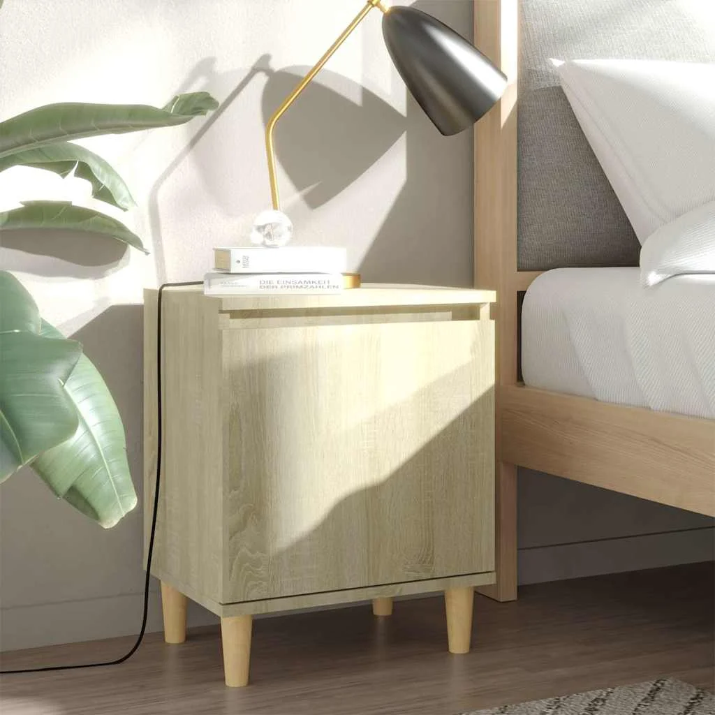 vidaXL Bed Cabinets with Solid Wood Legs 2 pcs Sonoma Oak 40x30x50 cm