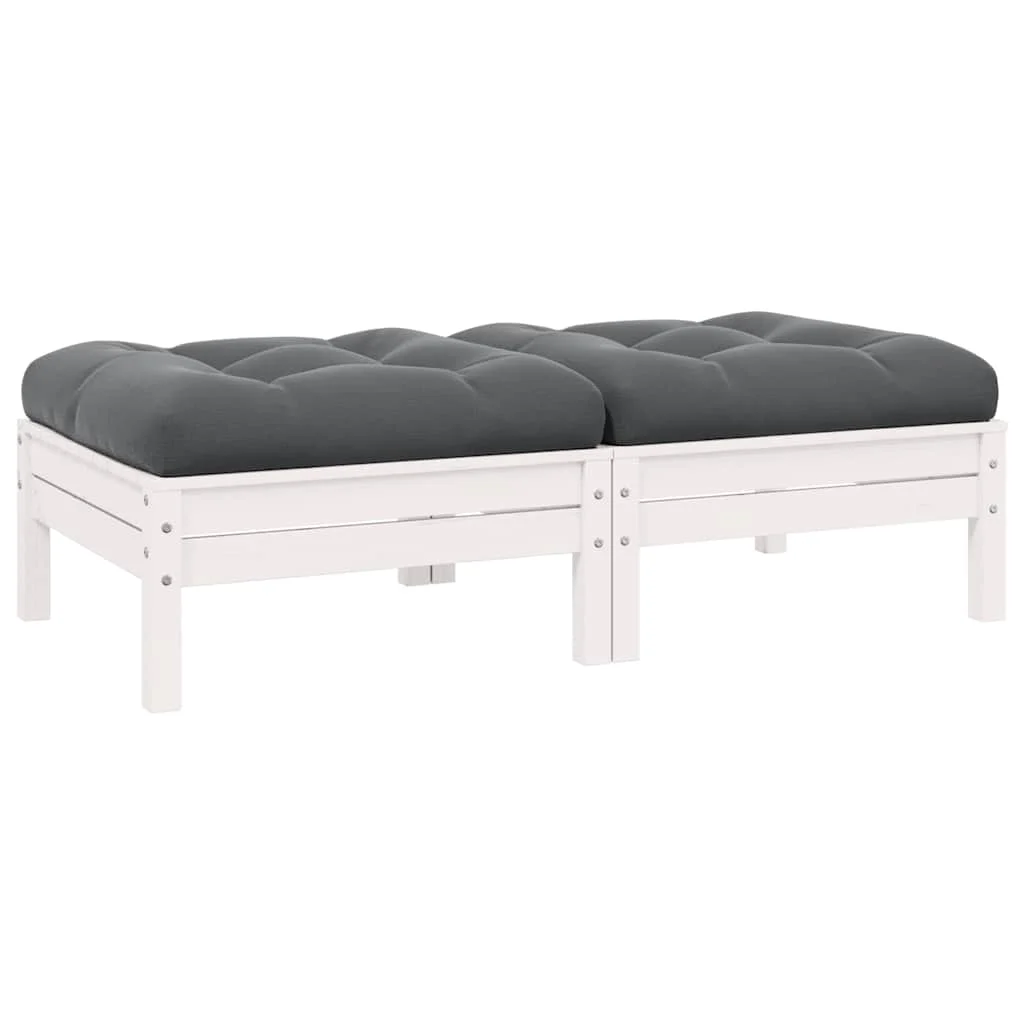 vidaXL 2-Seater Garden Sofa with Cushions White Solid Pinewood