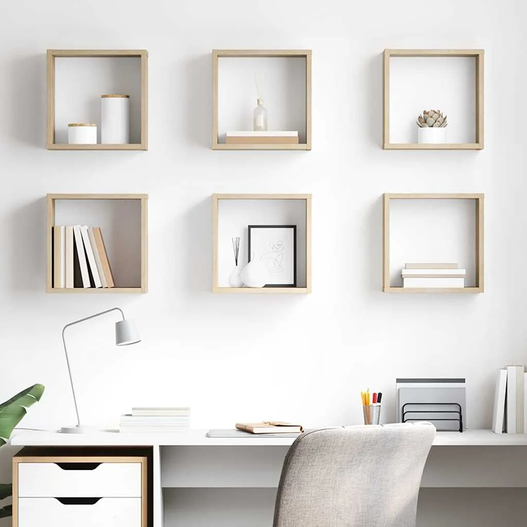 vidaXL Wall Cube Shelves 6 pcs Sonoma Oak 30x15x30 cm