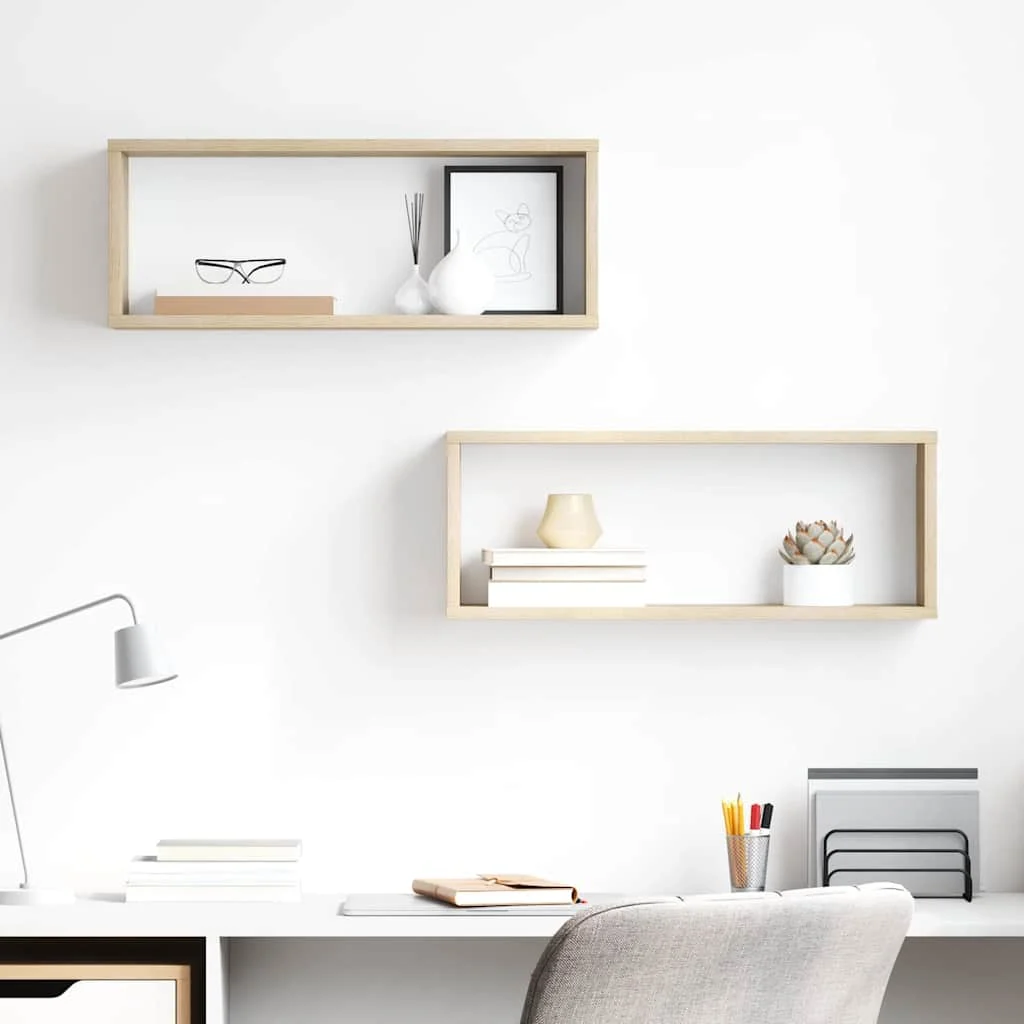 vidaXL Wall Cube Shelves 2 pcs Sonoma Oak 60x15x23 cm Engineered Wood