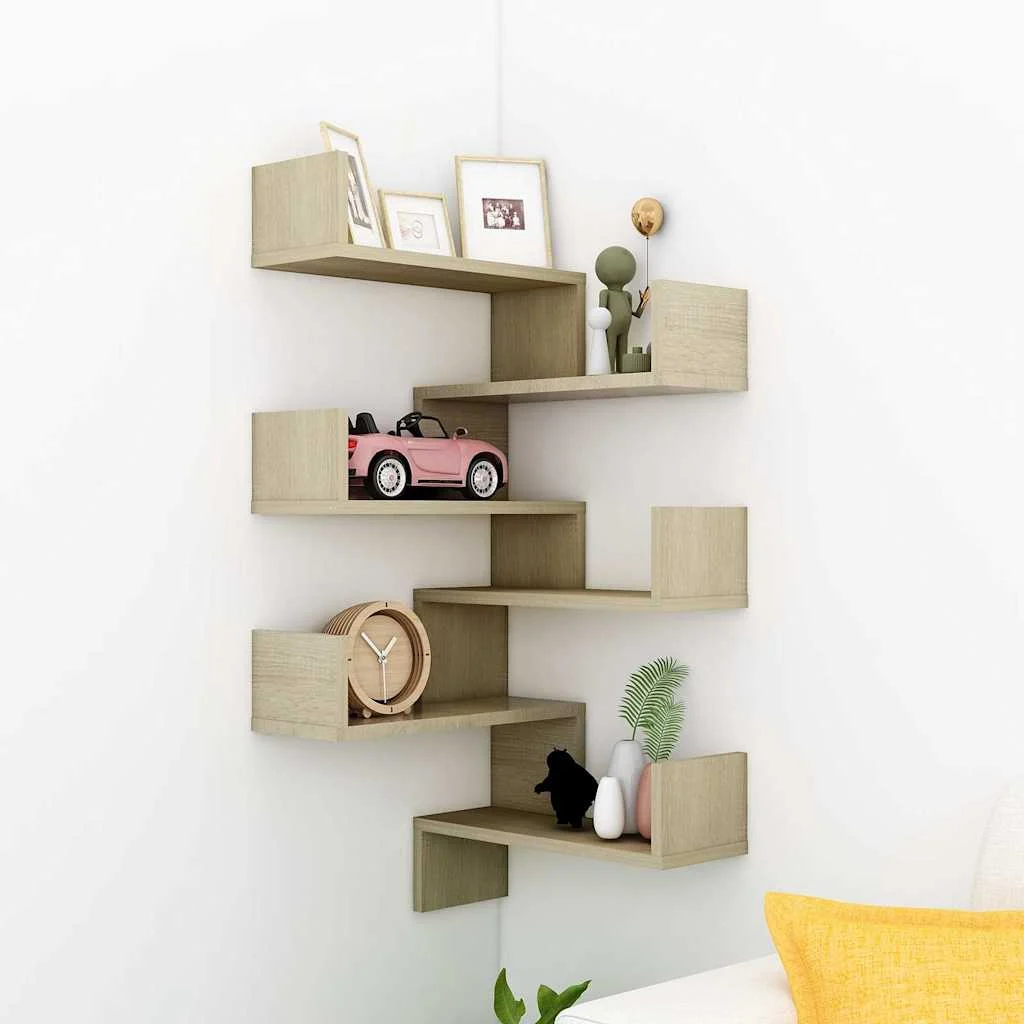 vidaXL Wall Corner Shelves 2 pcs Sonoma Oak 40x40x50 cm Engineered Wood